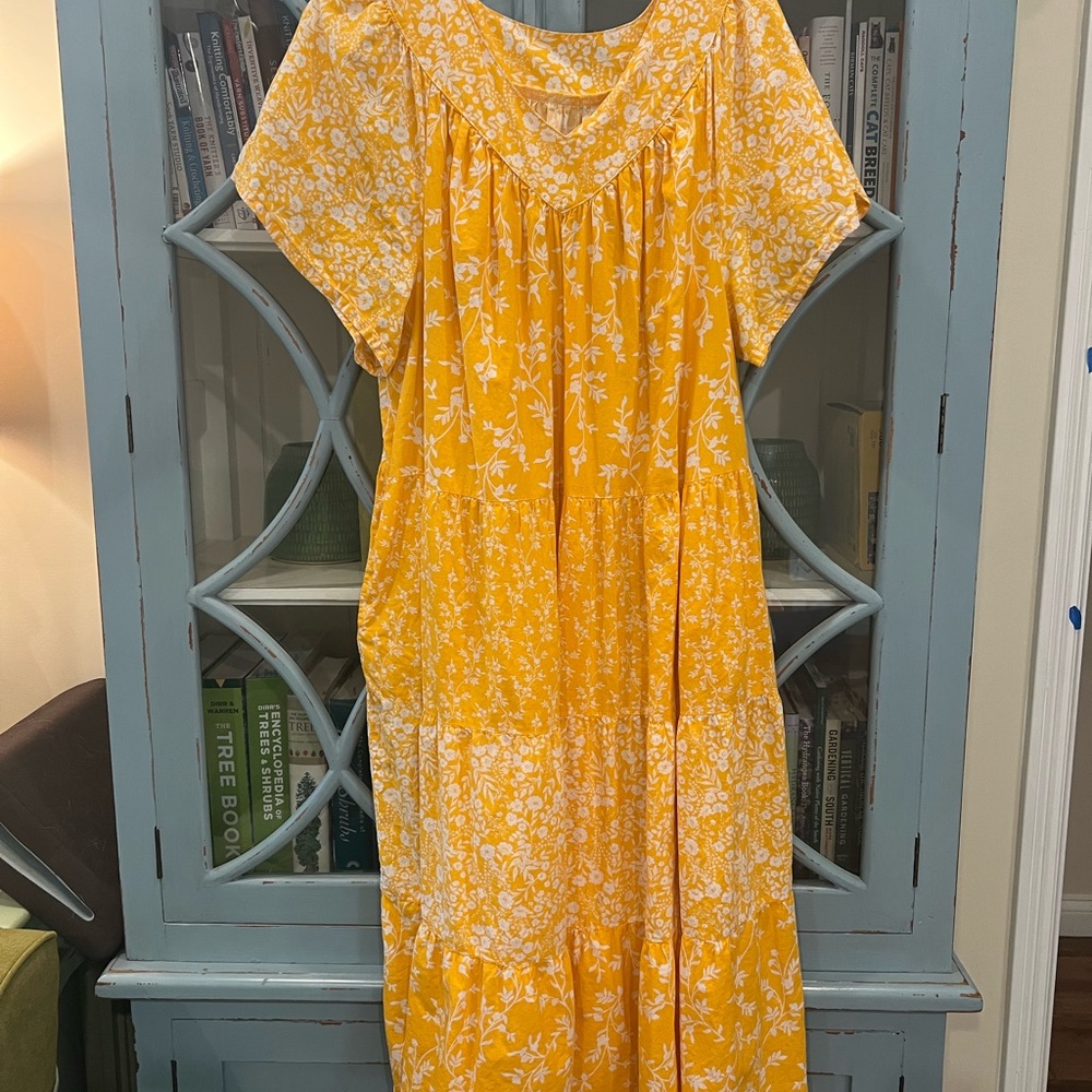 Only Necessities Yellow Floral Midi Dress